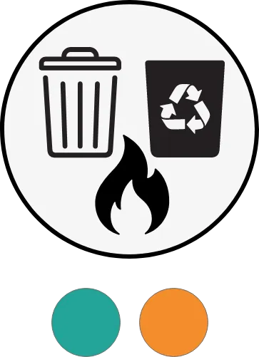 poubelle, corbeille et feu avec infographie d'impact