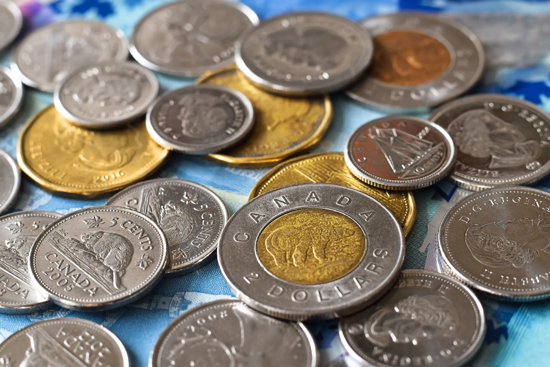 Photo de pièces de monnaie canadiennes.