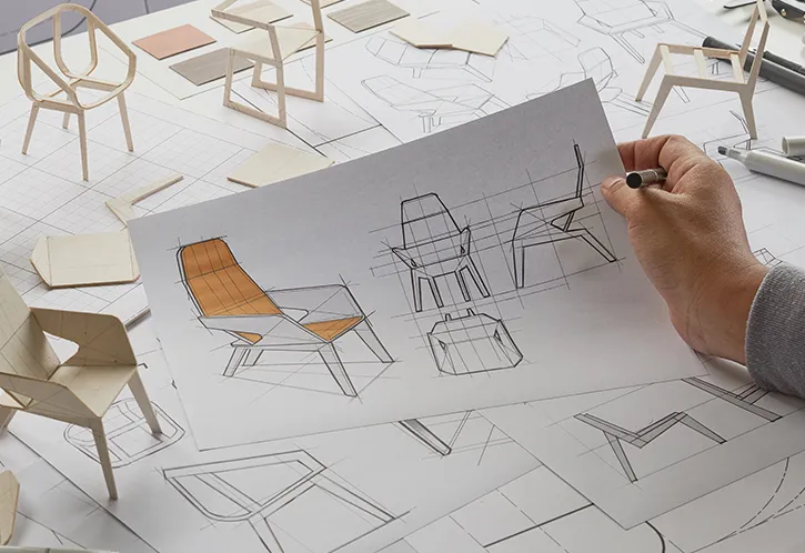 Photo du croquis d’une chaise conçue au Canada.
