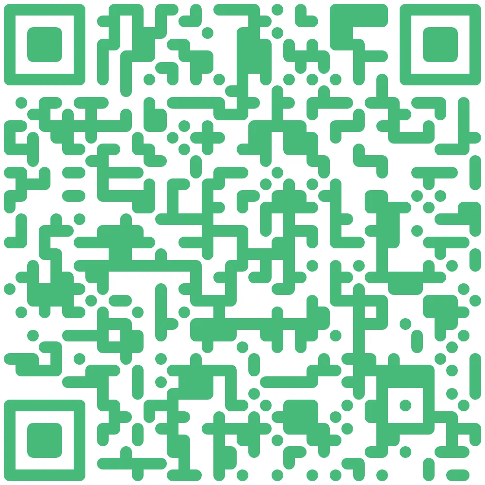 Code QR en vert sur blanc.