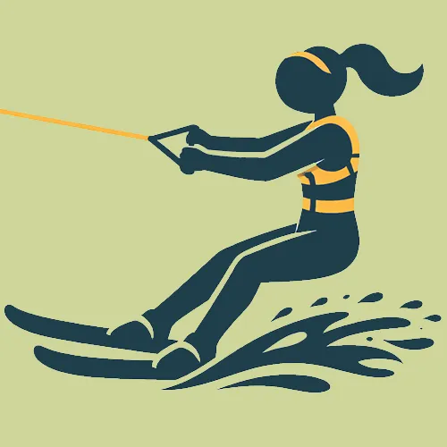 Illustration d’une personne pratiquant le ski nautique acrobatique.